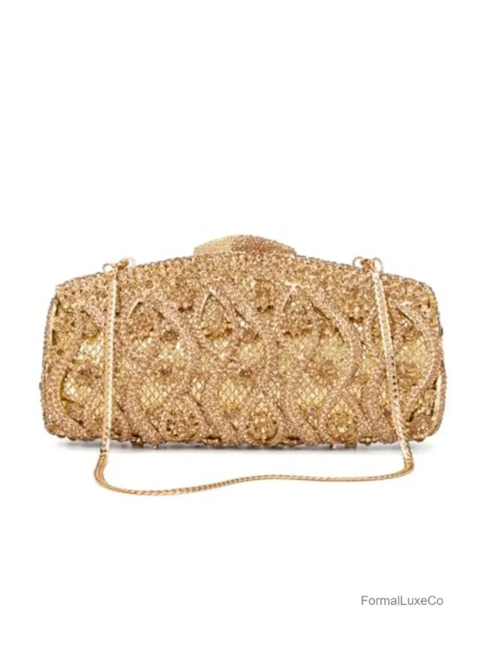 Hollow-Out Crystal Minaudiere Clutch Fits iPhone 14 Gala Wedding